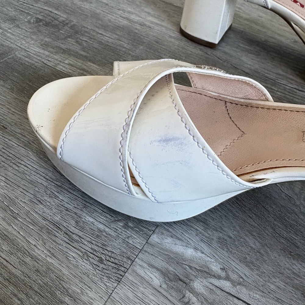 Prada Women's White Leather Platform Sandals - Picture 8 of 8